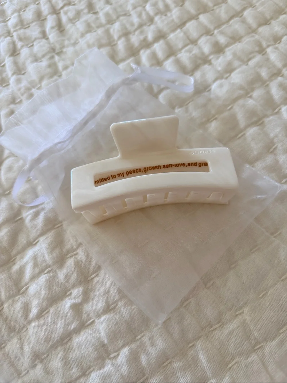 Goddess Cream Resin Rectangular Hair Claw Clip